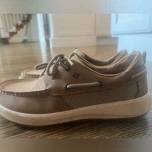 Tan Sperry Boat Shoes with Mesh Detail